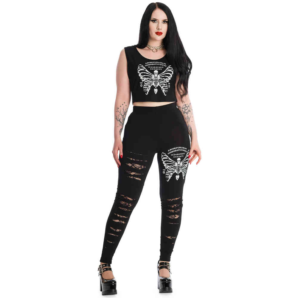 Banned - SKELETON BUTTERFLY Crop top - Noir